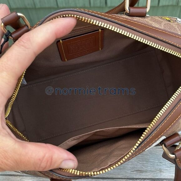 Coach X Peanuts Rowan Satchel Bag In Signature Canvas With Snoopy Print - Picture 9 of 13